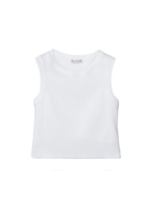 Canotta crop per bambina Brunello Cucinelli Kids bianco con scollo rotondo B0R41T852 C159 BRUNELLO CUCINELLI KIDS 