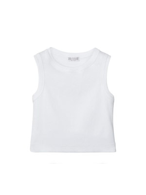 Brunello Cucinelli Kids white crop tank top for girls with a round neckline