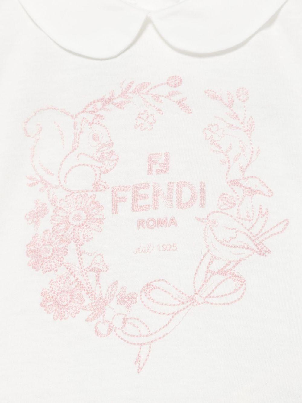 T-shirt per neonata Fendi Kids con stampa logo sul davanti e colletto classico BFI164 7AJ F1RAV FENDI KIDS 
