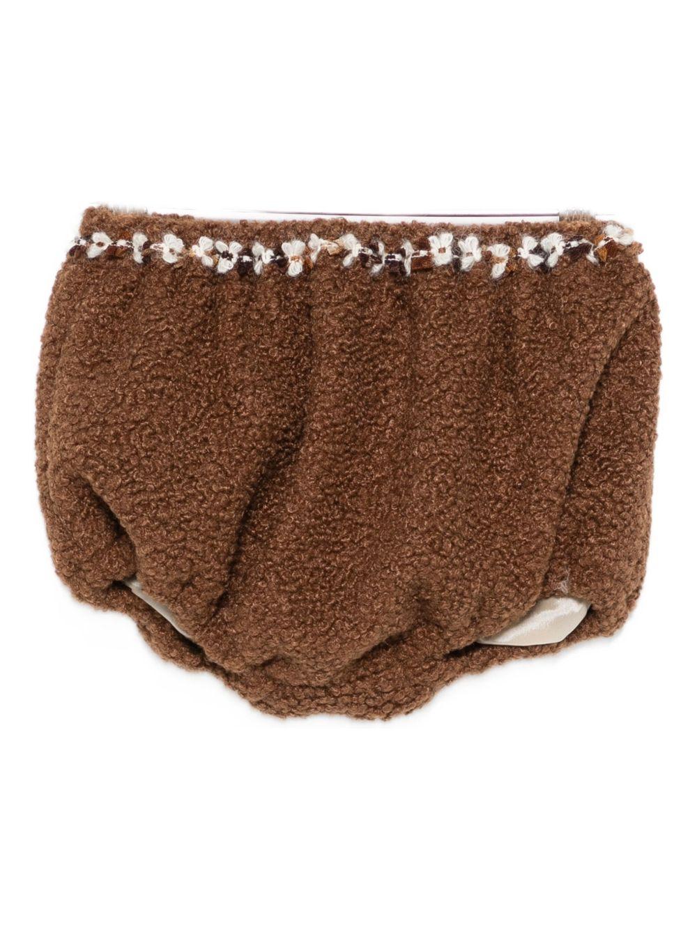 Shorts per neonata A'lapage marroni con ricamo floreale AL25NB CACAO A'LAPAGE 