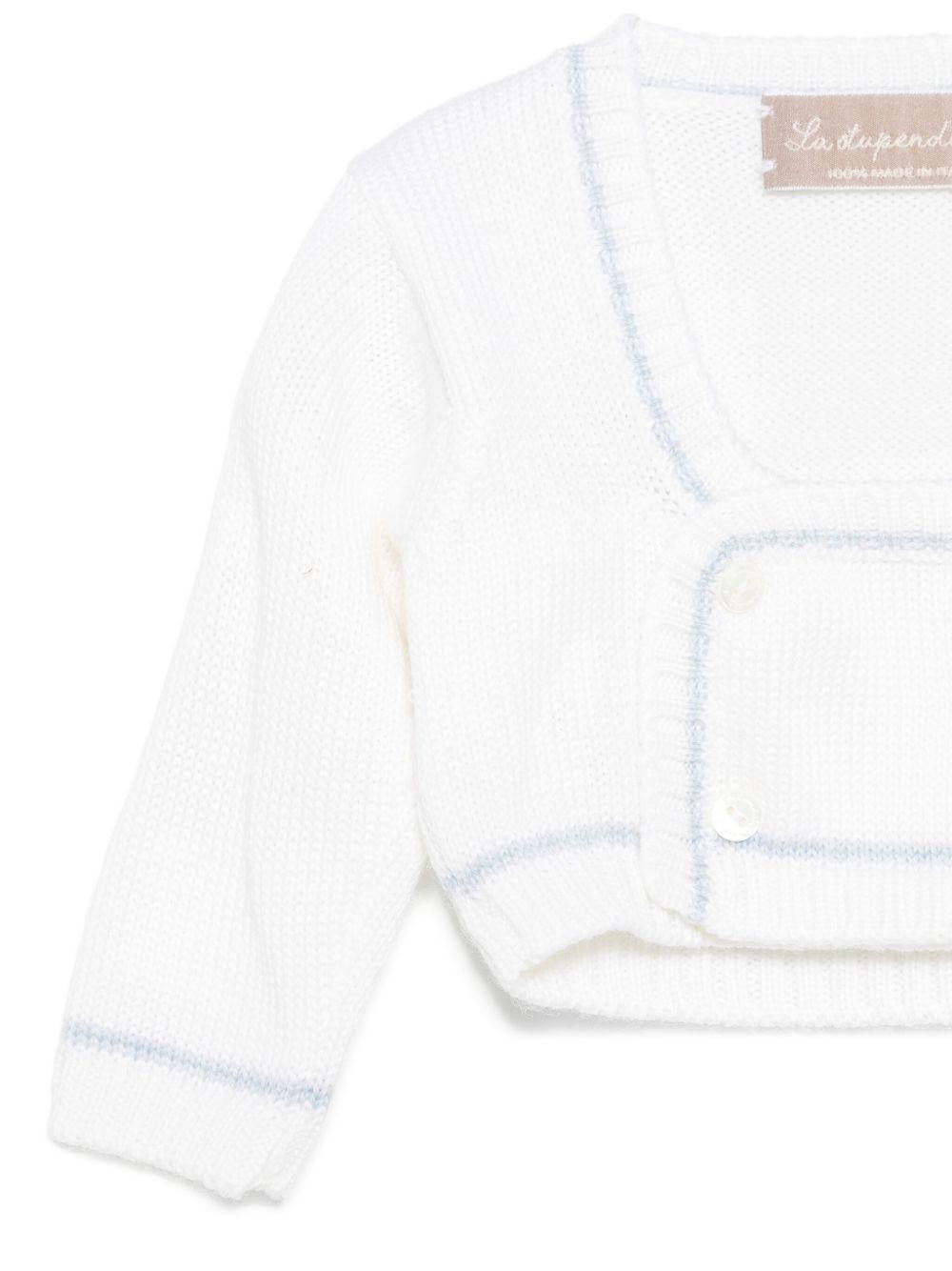 Cardigan per neonata La Stupenderia bianco con finiture a contrasto 1WBSC01 800-804 LA STUPENDERIA 