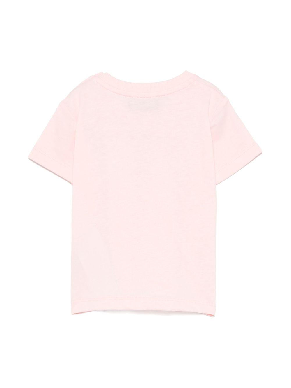 T-shirt per neonata Moschino Kids rosa con logo Teddy Bear ricamato MUM047LAA02 50209 MOSCHINO KIDS 