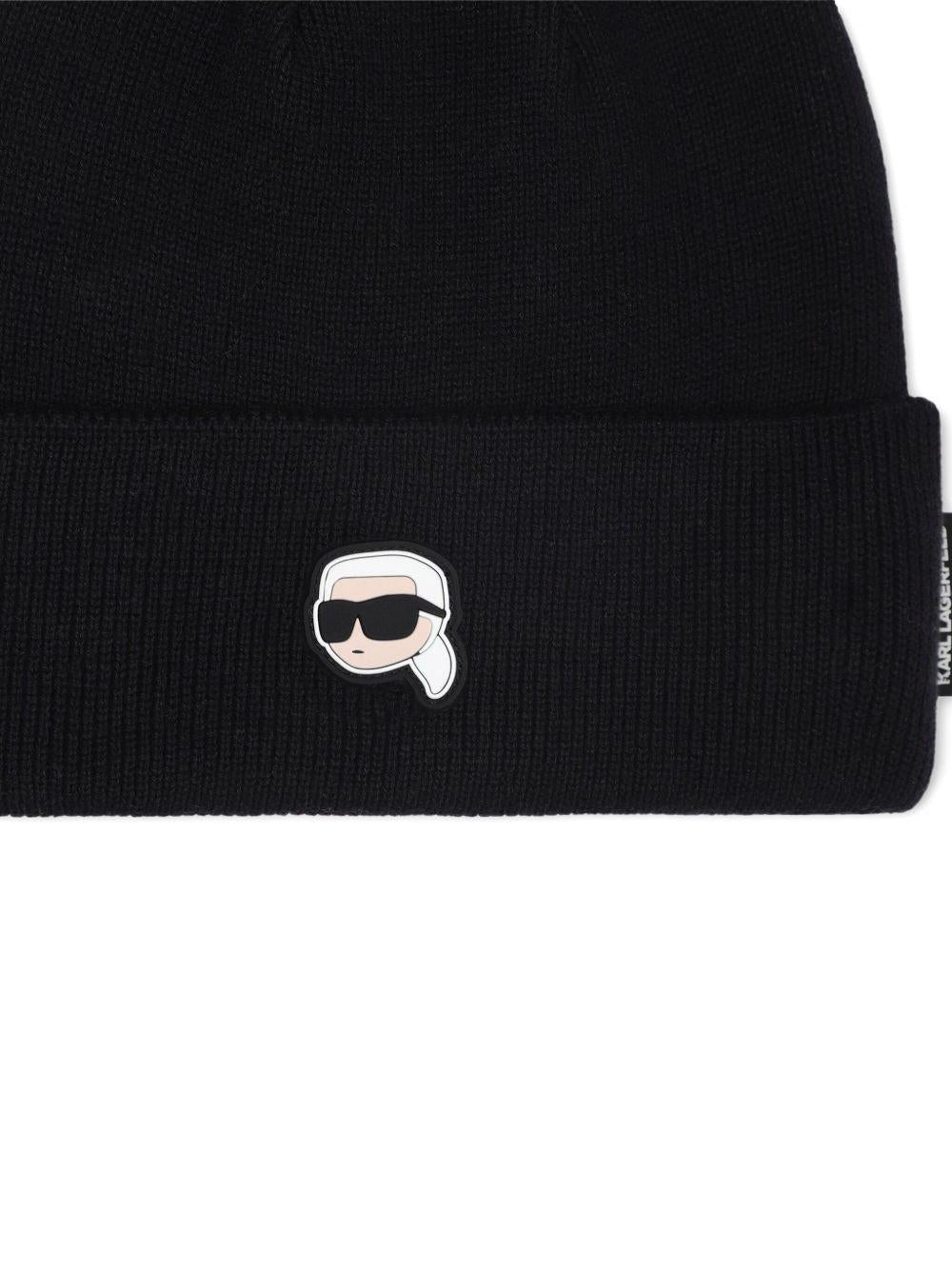 Cappello per bambini Karl Lagerfeld Kids nero con Ikon Karl e tesa con piega Z31028 09B KARL LAGERFELD KIDS 