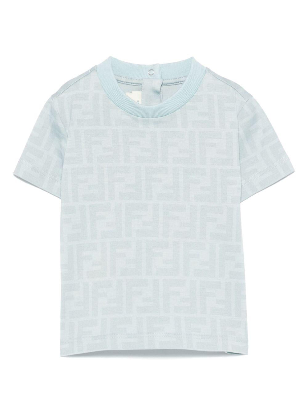 T-shirt per neonato Fendi Kids azzurro con stampa FF BUI097 ATRV F1EPR FENDI KIDS 