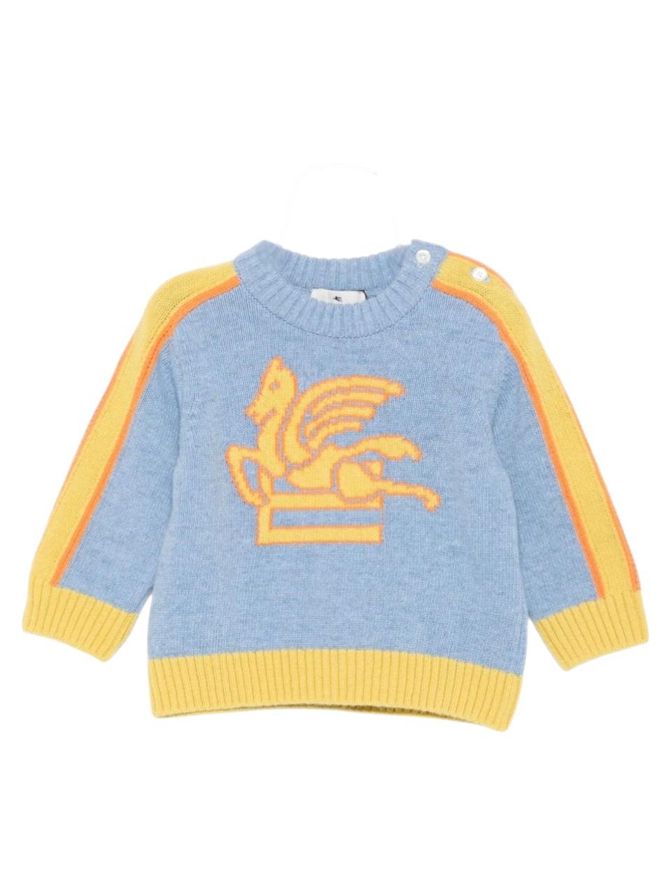 Maglione per neonato ETRO Kids azzurro con motivo Pegaso ricamato GX9500 Z2498 638 ETRO KIDS 