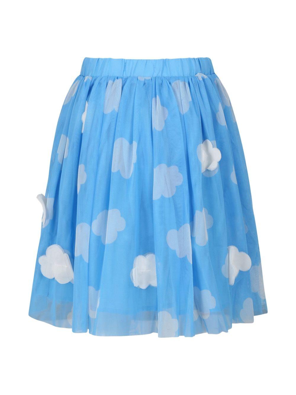 Gonna azzurra in tulle per bambina con stampa nuvole Stella McCartney Kids TV7B51 Z2108 630BC STELLA McCARTNEY KIDS 