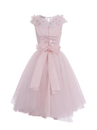 Abito per bambina Monnalisa rosa con applicazione a fiori 77G900 7121 0092 MONNALISA 