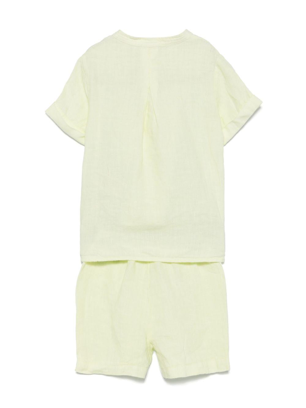 Set con shorts per neonato Il Gufo giallo in lino P25DP517L6009 515 IL GUFO 
