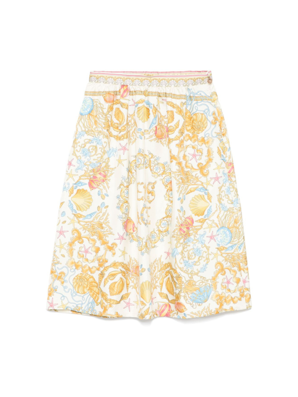 Gonna per bambina Versace Kids beige in seta con stampa grafica 10210971A15237 5K640 VERSACE KIDS 