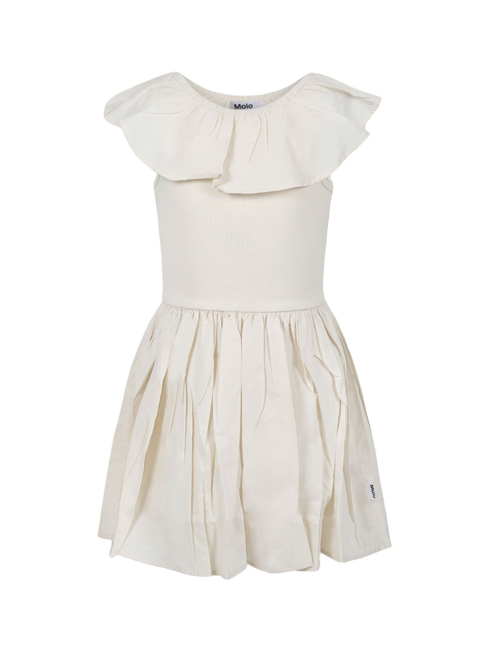 Abito per bambina Molo beige con ruches e design svasato 2S25E105 5410 MOLO 