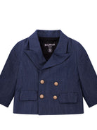 Blazer doppiopetto per neonato Balmain Kids blu con revers classici BY2514 P0588 625OR BALMAIN KIDS 
