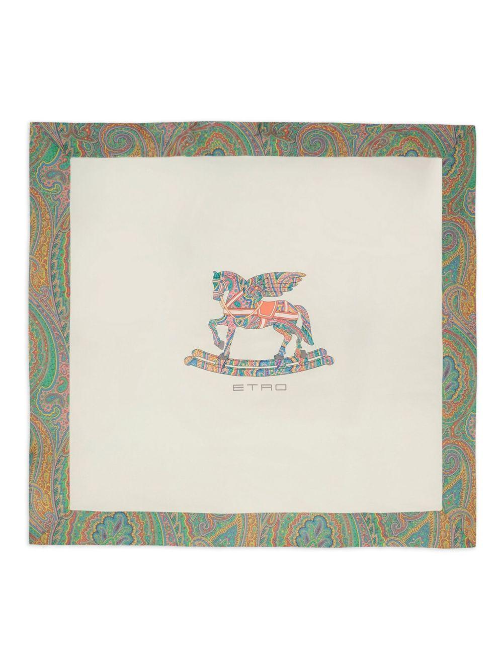 Coperta per neonati ETRO KIDS bianca con dettaglio Pegaso GX0540 Z3186 101MC ETRO KIDS 
