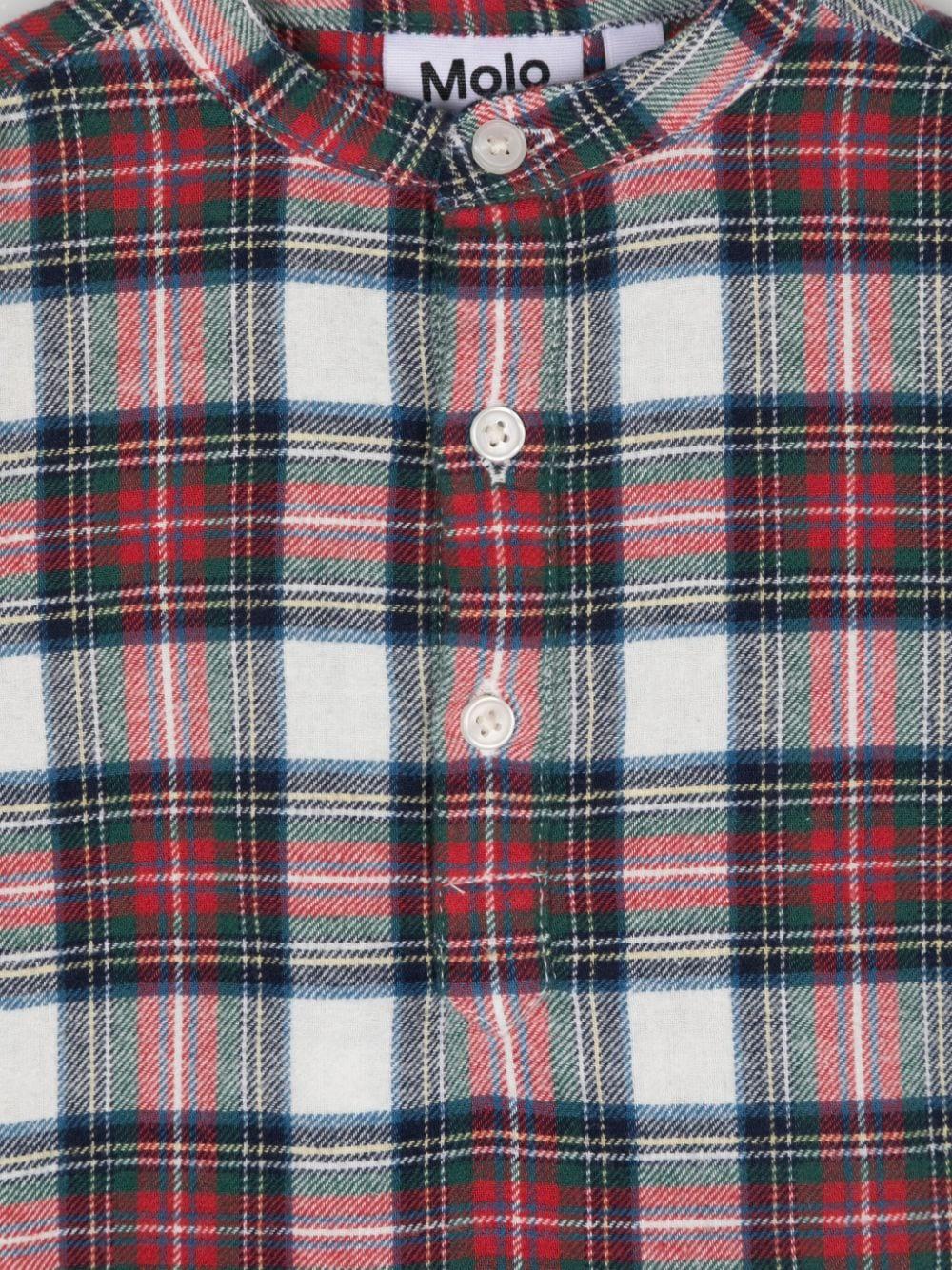 Camicia per neonato Molo Enoz a quadri rosso e bianco con colletto alla coreana 6W24C202 8991 MOLO 