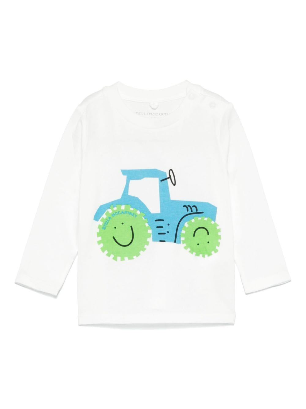 T-shirt con stampa illustrazione per neonato Stella McCartney Kids bianca con scollo rotondo TV8670 Z0434 186 STELLA McCARTNEY KIDS 