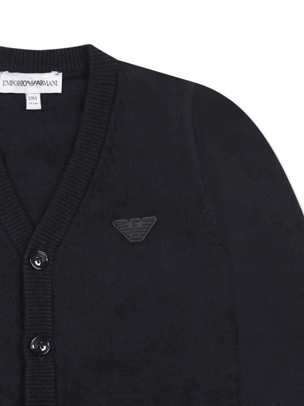 Cardigan per neonato Emporio Armani Kids blu navy con applicazione EB000446 AF15211 UB118 EMPORIO ARMANI KIDS 