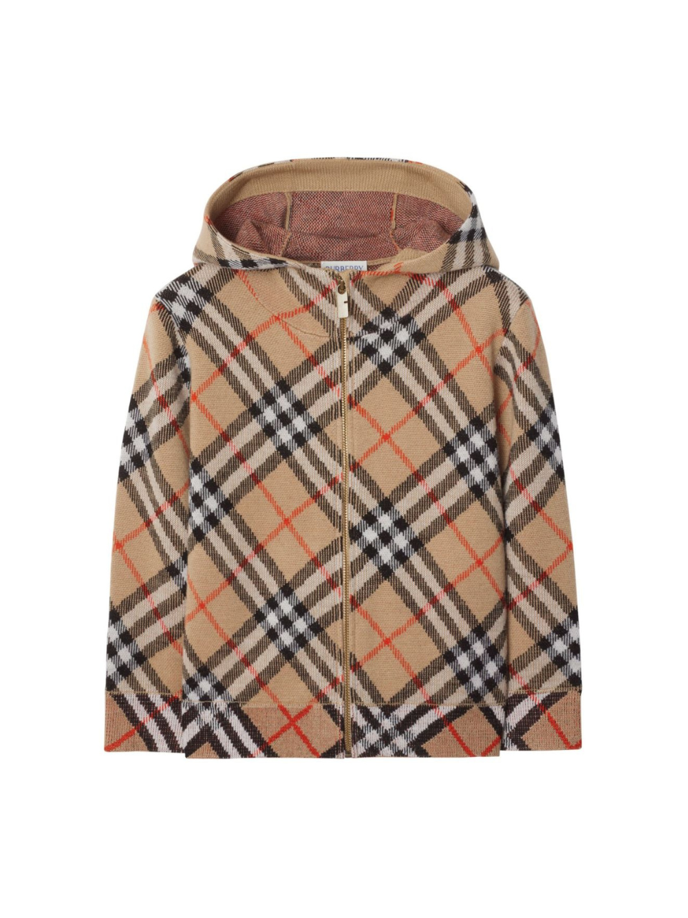 Felpa per bambino Burberry Kids marrone con cappuccio e motivo a quadri 8104314 B9368 BURBERRY KIDS 