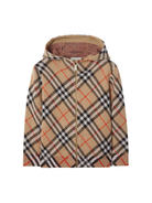 Felpa per bambino Burberry Kids marrone con cappuccio e motivo a quadri 8104314 B9368 BURBERRY KIDS 