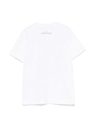 T-shirt con stampa per bambino Stone Island Junior bianco con girocollo K1S162100010S0128 V0001 STONE ISLAND JUNIOR 