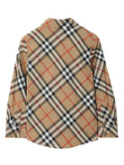 Camicia in cotone con motivo vintage check per bambino Burberry Kids beige con colletto alla francese 8088966 B9368 BURBERRY KIDS 