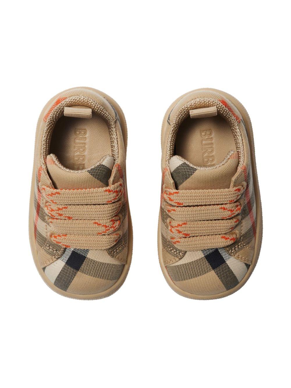 Sneakers per bambino Burberry Kids beige con fantasia tartan e caviglia imbottita 8105751 B9368 BURBERRY KIDS 