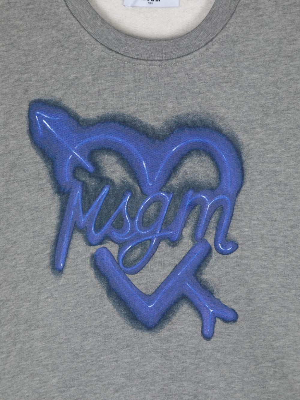 Felpa con stampa logo per bambina MSGM Kids grigio con girocollo F4MSJGMS109 101 MSGM KIDS 