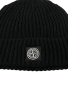 Berretto per bambino Stone Island Junior nero con toppa con logo K2S16N100007S0C03 V0029 STONE ISLAND JUNIOR 