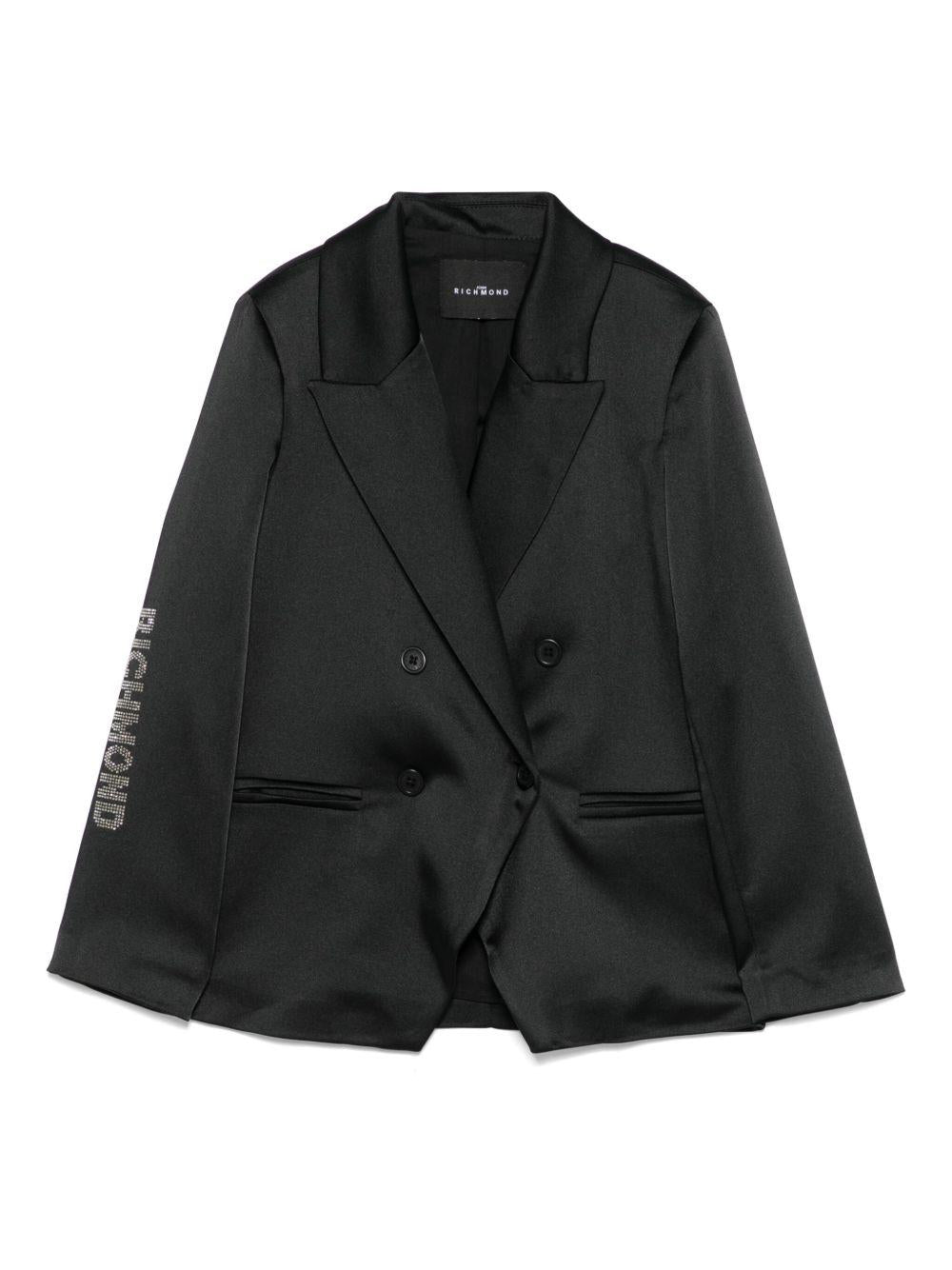 Blazer per bambina John Richmond Junior nero con logo di strass RGP25206GC BLACK JOHN RICHMOND JUNIOR 