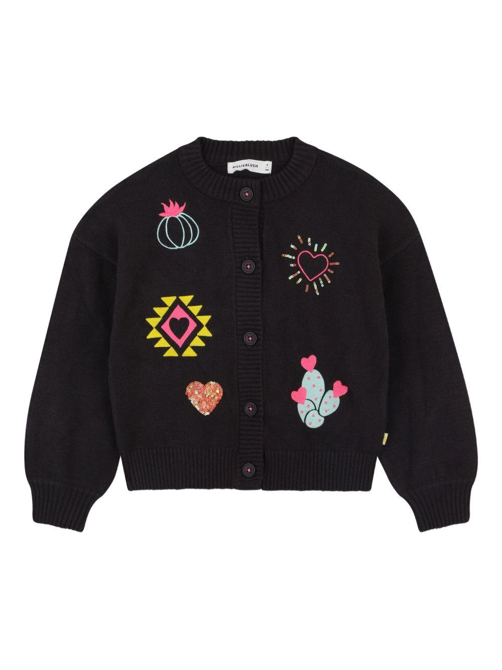 Maglione per bambina Billieblush nero con ricami U21389 062 BILLIEBLUSH 