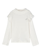 Blusa con strass per neonata Monnalisa bianca con collo a lupetto 31D623 4212 0001 MONNALISA 