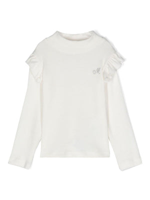 Monnalisa white rhinestone blouse for newborns with turtleneck