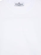 T-shirt per bambino Stone Island Junior bianco con ricamo con orlo dritto K1S162100007S0050 V0001 STONE ISLAND JUNIOR 