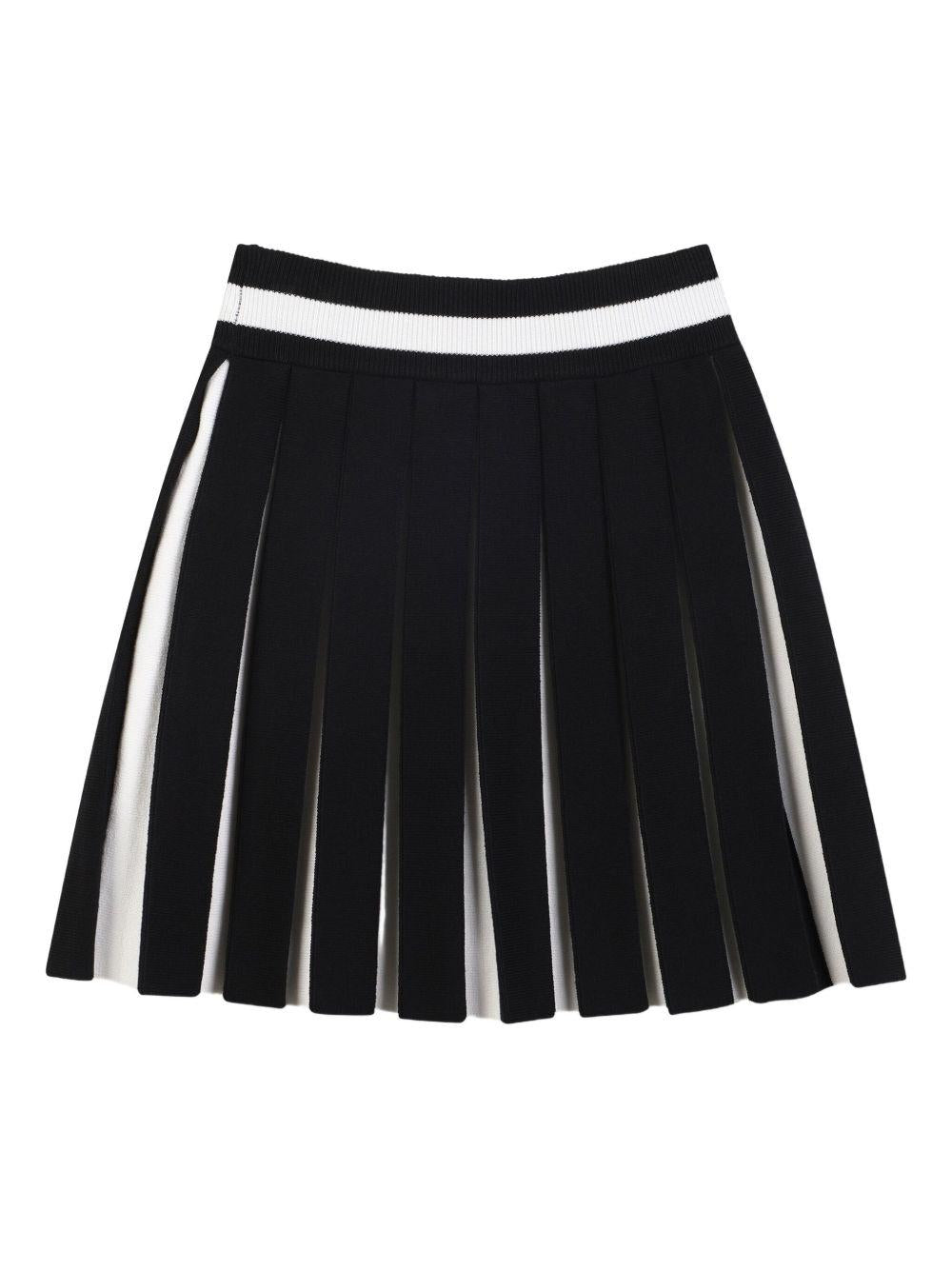 Minigonna plissè per bambina Karl Lagerfeld Kids nera con righe bianche a contrasto Z30589 M41 KARL LAGERFELD KIDS 