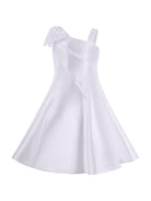 Abito per bambina Monnalisa bianco monospalla con fiocco 71G901 7304 0001 MONNALISA 