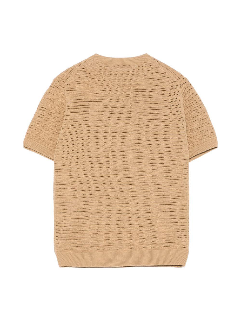 Maglietta lavorata a maglia per bambino Paolo Pecora Kids beige con orlo a coste PP3981 BEIGE PAOLO PECORA KIDS 
