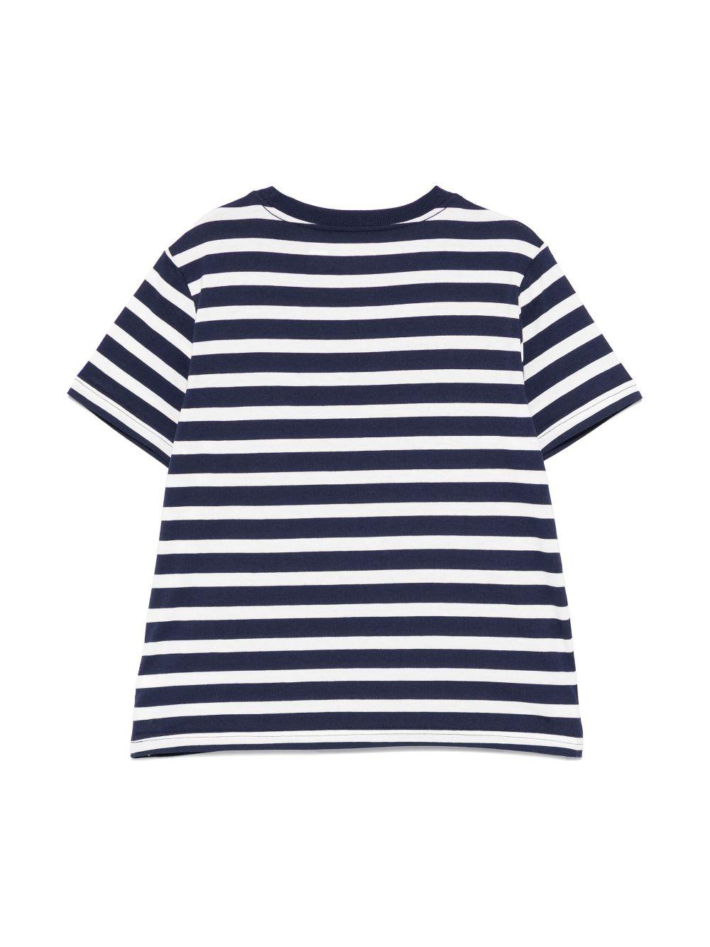 T-shirt per bambino Polo Ralph Lauren Kids blu a righe con stampa con logo frontale 958161 001 Ralph Lauren kids 