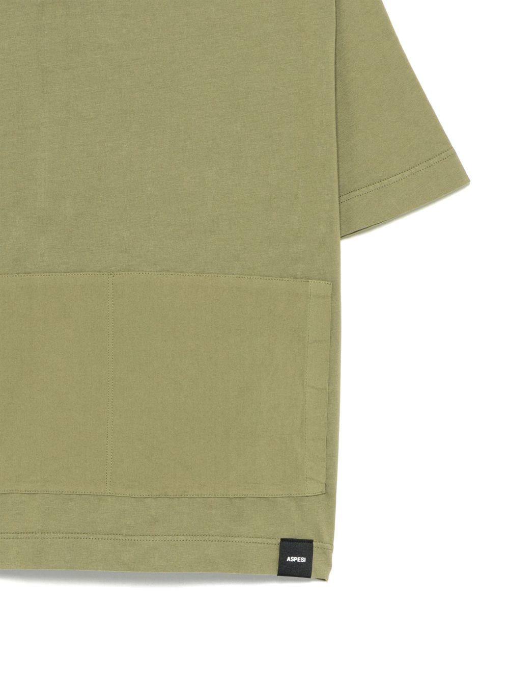 T-shirt per bambino Aspesi Kids verde in cotone con tasca frontale S25038TSM7038 583 ASPESI 