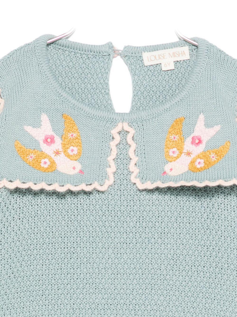 Maglione per bambina Louise Misha azzurro con colletto ricamato GRC-W25-J0002 SEASHORE LOUISE MISHA 