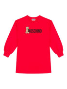 Abito per bambina Moschino Kids rosso a maniche lunghe con logo HDV0GYLCA83 50109 MOSCHINO KIDS 