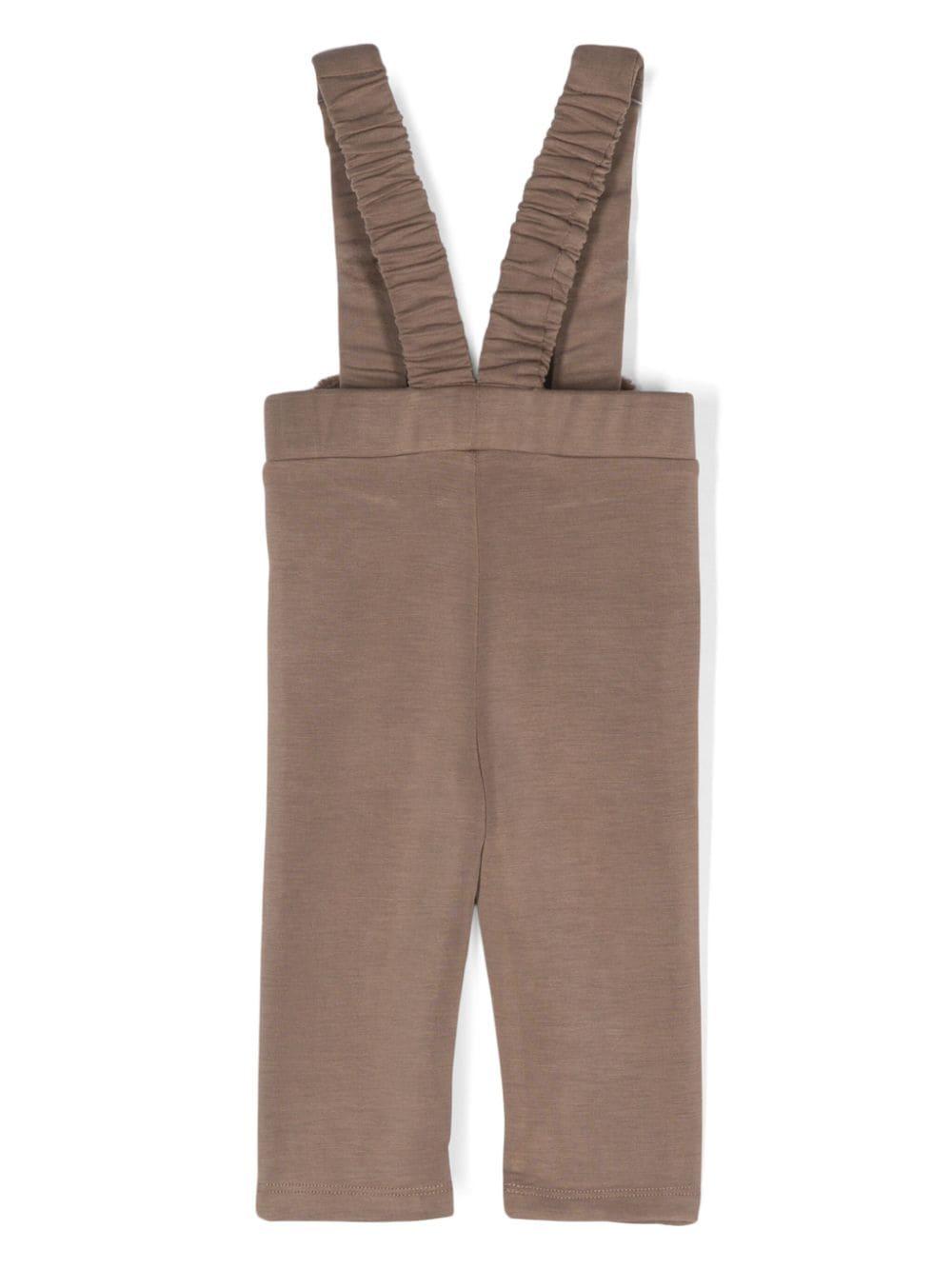Salopette per neonati Donsje Sieffi marrone con applicazione con orecchie da animale 3034601 00021 DONSJE 