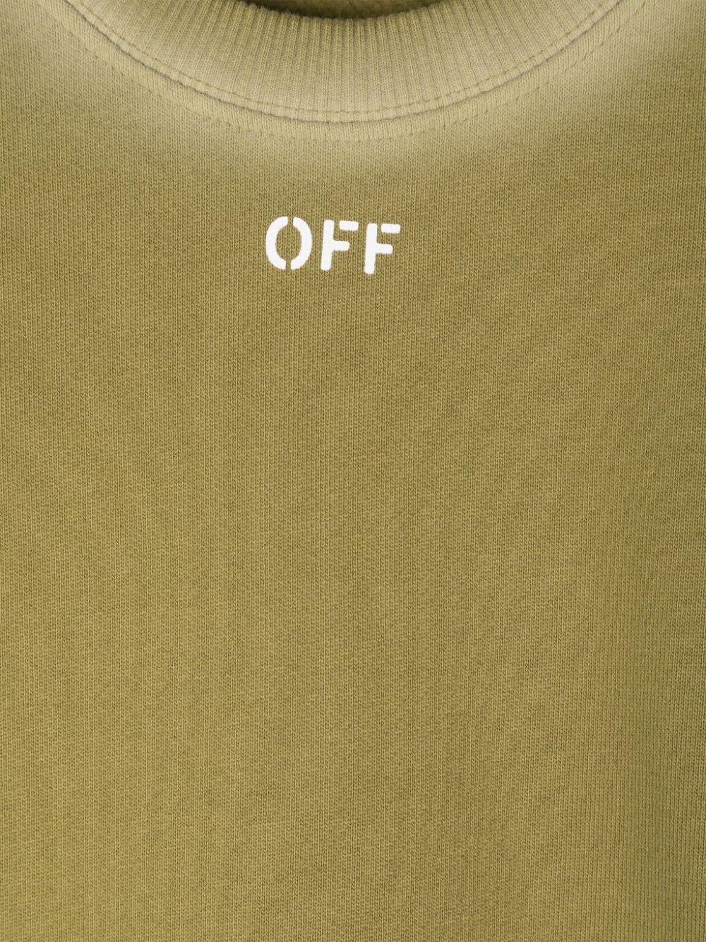 Felpa Off Stamp CL per bambino Off-White Kids verde con effetto sbiadito OBBA001F24FLE001 5401 OFF WHITE KIDS 