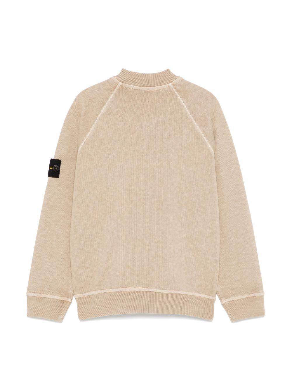 Felpa per bambino Stone Island Junior beige con applicazione Compass K1S166100004S0060 V019A STONE ISLAND JUNIOR 