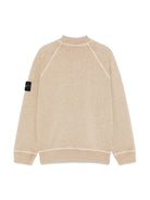 Felpa per bambino Stone Island Junior beige con applicazione Compass K1S166100004S0060 V019A STONE ISLAND JUNIOR 
