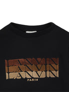 Felpa per bambino Lanvin Enfant nera con logo floccato N30284 09B LANVIN 
