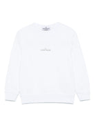 Felpa per bambino Stone Island Junior bianco girocollo con stampa con logo K1S166100018S0131 V0001 STONE ISLAND JUNIOR 