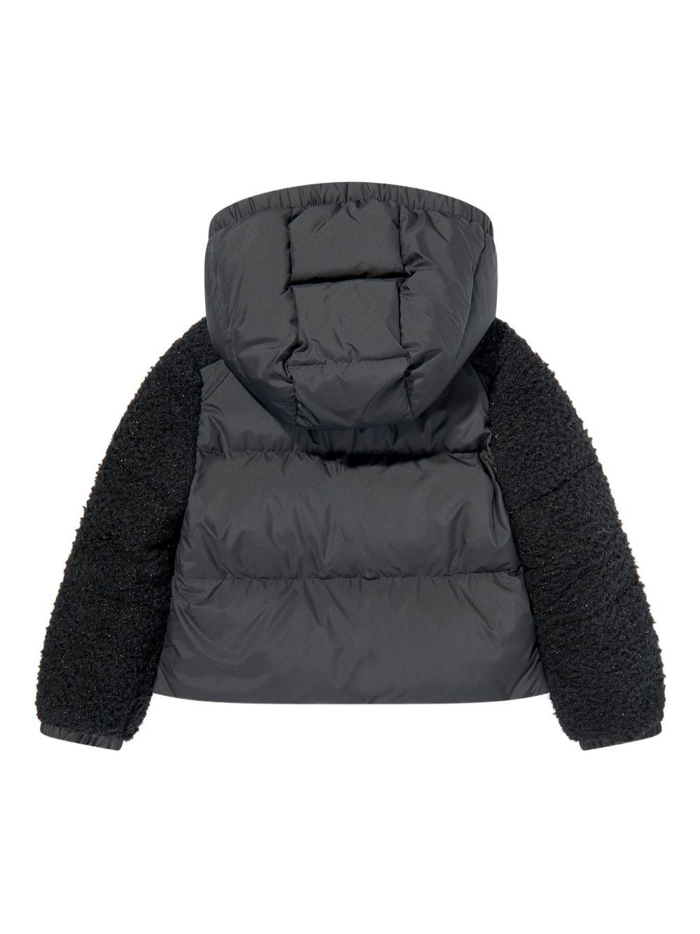 Giubbino per bambina Moncler Enfant nero con texture teddy K29541A0009389B68 999 MONCLER ENFANT 