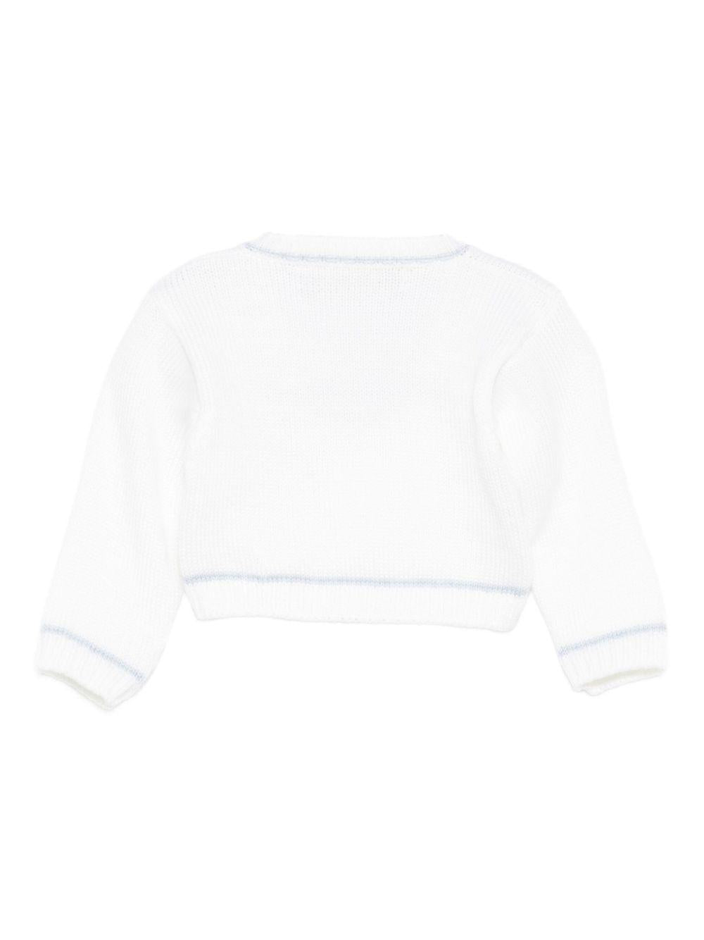 Cardigan per neonata La Stupenderia bianco con finiture a contrasto 1WBSC01 800-804 LA STUPENDERIA 