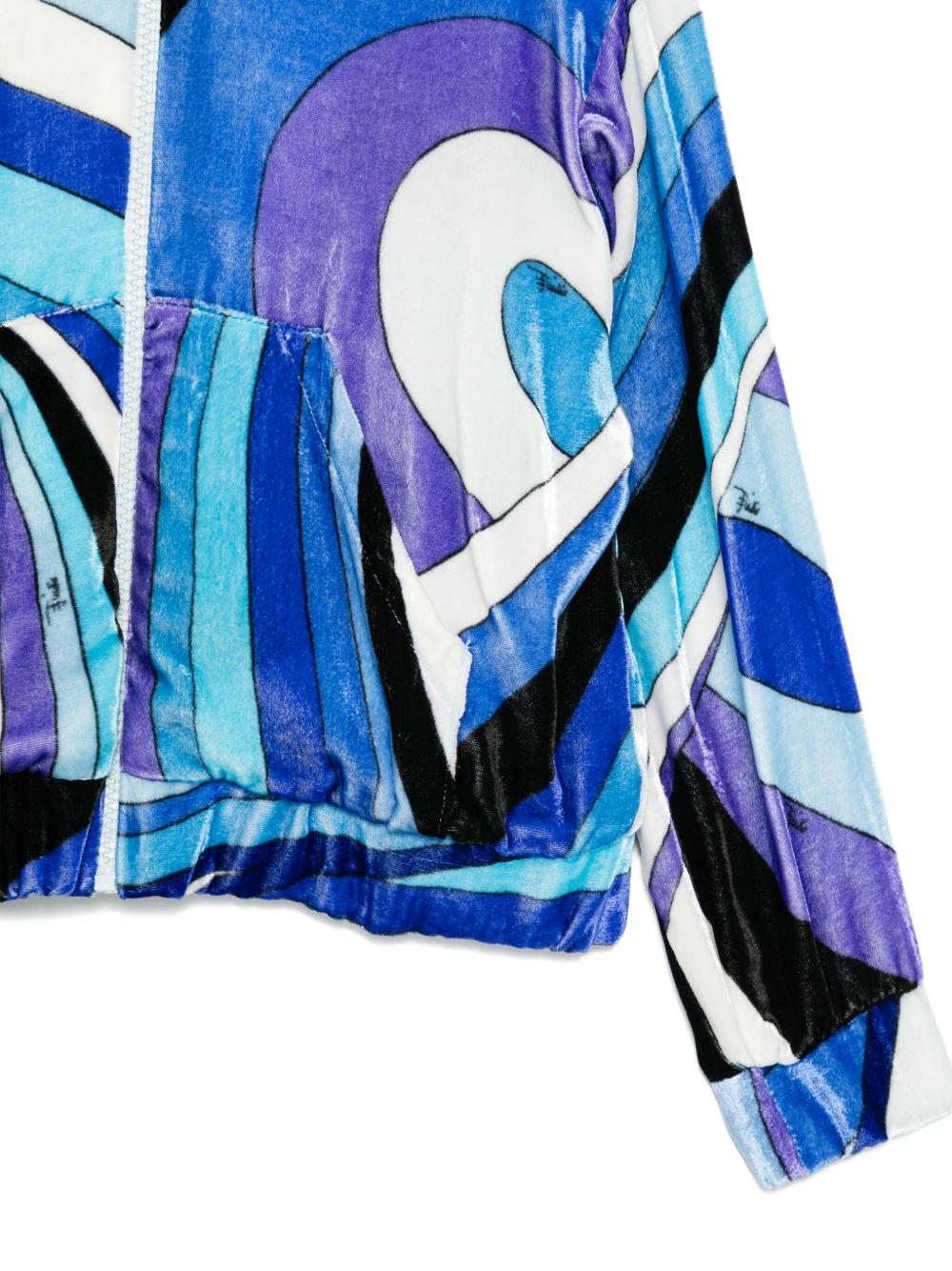 Felpa per bambina Emilio Pucci Junior blu con motivo a onde PX4A90 V0171 101BL EMILIO PUCCI JUNIOR 