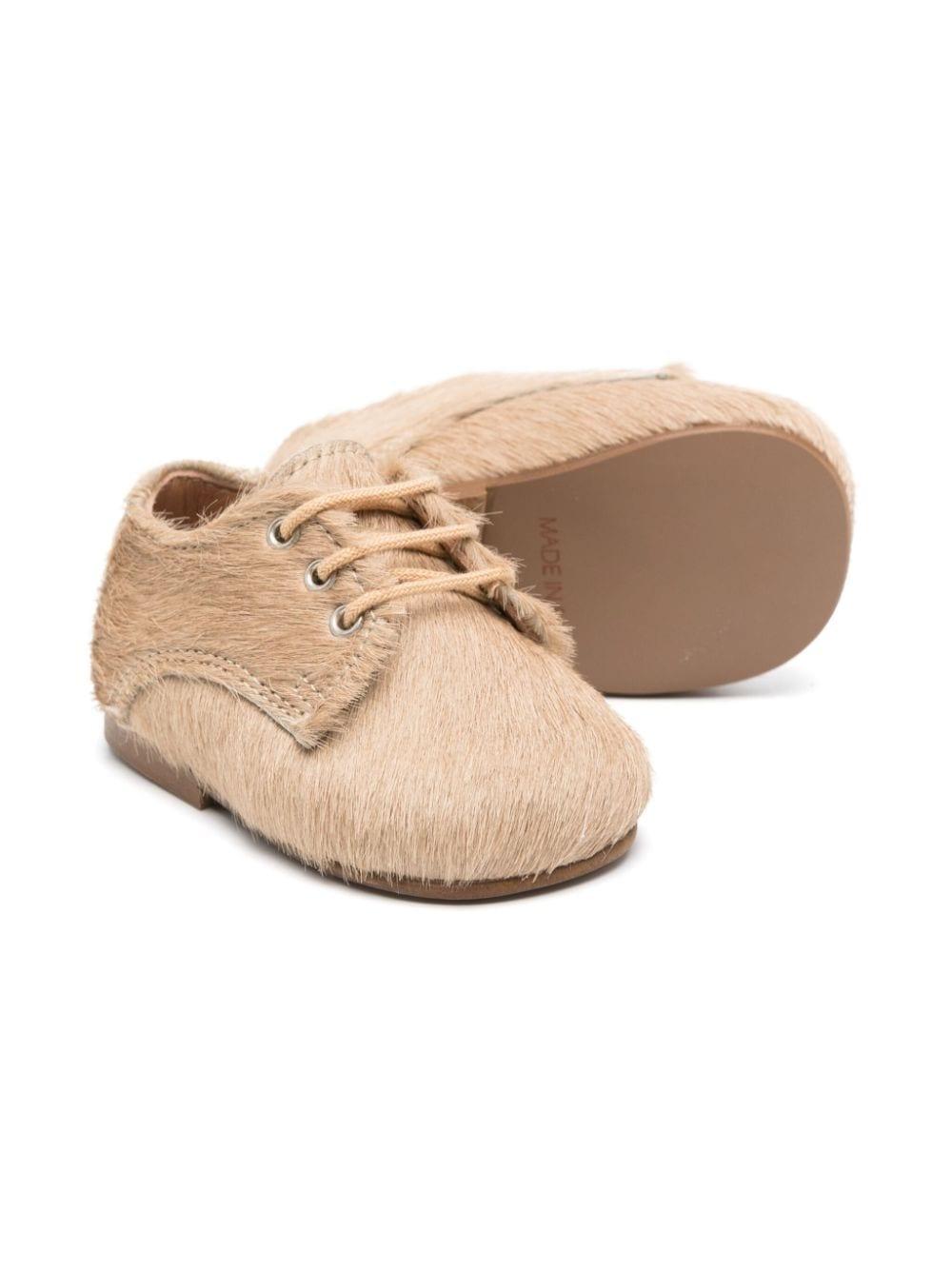 Scarpe primi passi per neonato Eli1957 beige in pelliccia con lacci 14027AK CAMEL ElI 