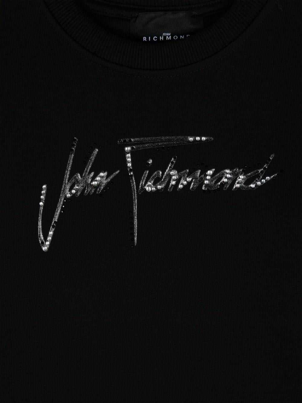 Felpa con strass per bambina John Richmond Junior nero con girocollo RGA24135FE BLACK JOHN RICHMOND JUNIOR 