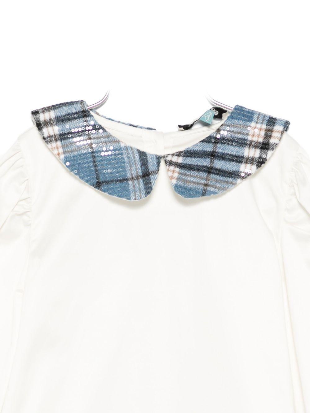 Camicia per bambina A'lapage bianca con colletto a motivo scozzese AL22 OFF WHITE A'LAPAGE 